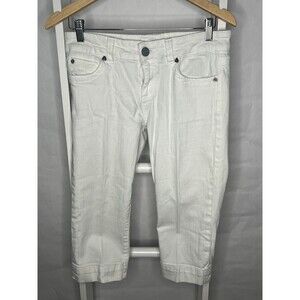 White Twill Crop Pants Womens 8 KUT from the Kloth 5 Pocket Stretch Mid Rise EC